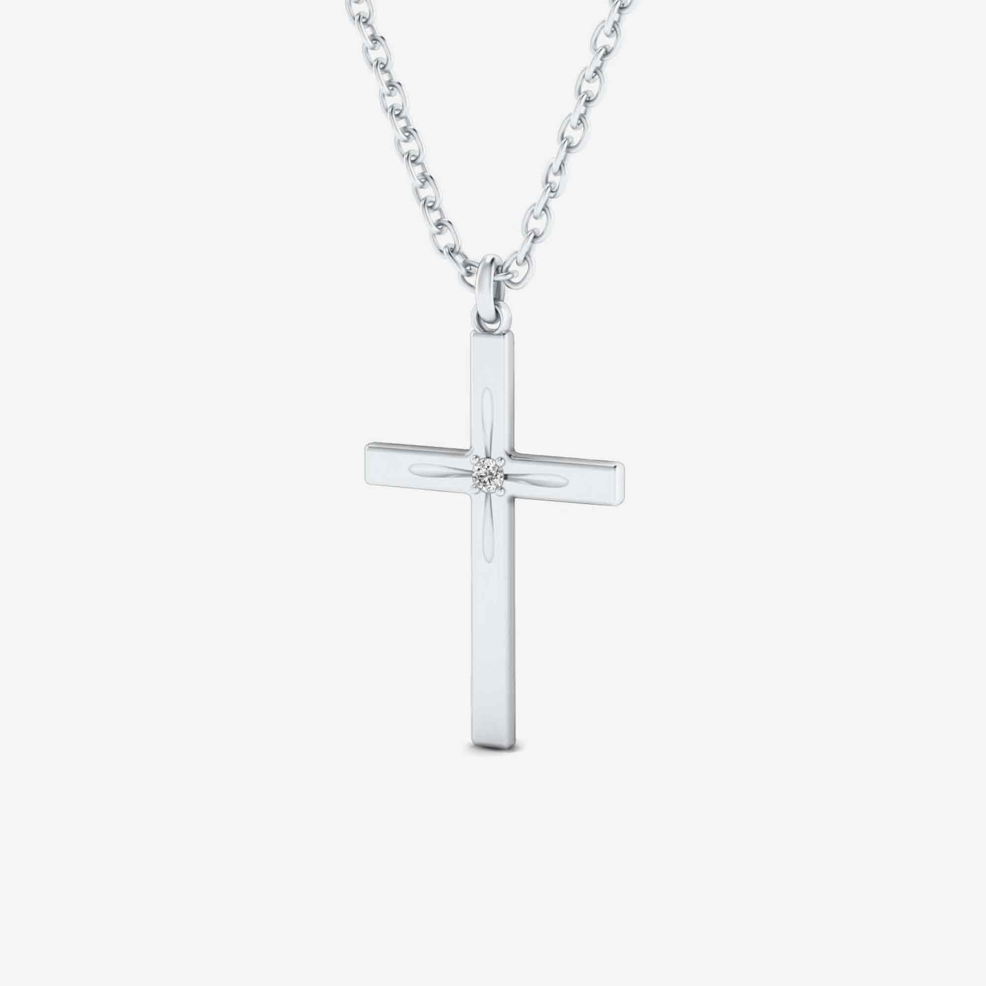 Solitaire Cross Diamond Necklace