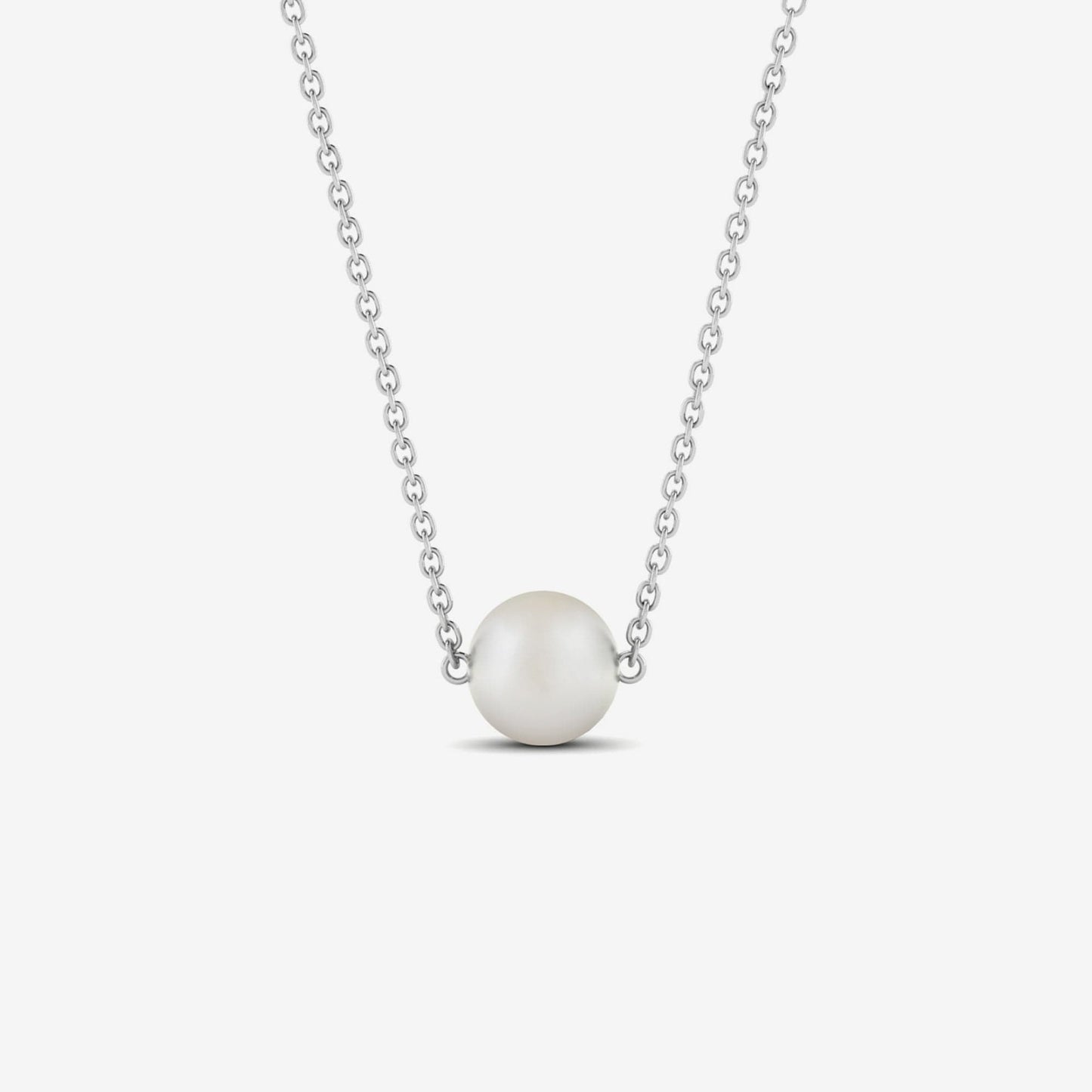 Freshwater Cultured Pearl Floating Pendant Necklace in 14K White Gold (8 mm pearl size)