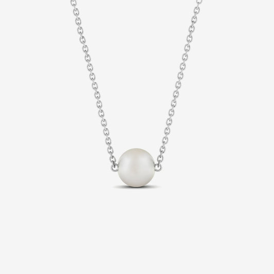 Freshwater Cultured Pearl Floating Pendant Necklace in 14K White Gold (8 mm pearl size)