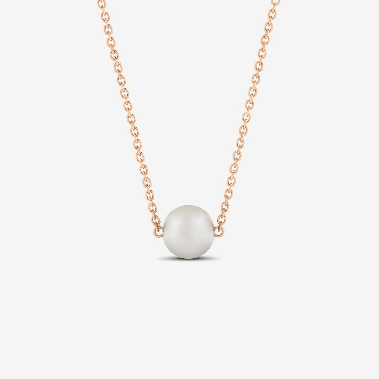 Freshwater Cultured Pearl Floating Pendant Necklace in 14K White Gold (8 mm pearl size)