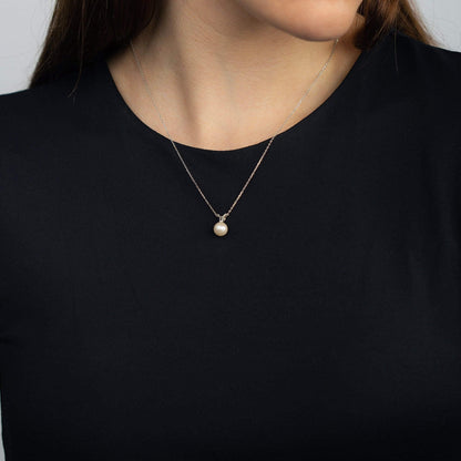 Pearl Solitaire Pendant Necklace in 14K Solid Gold