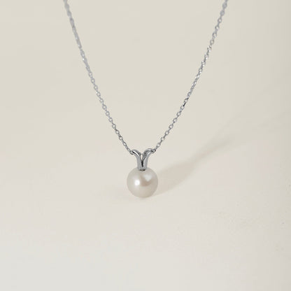 Pearl Solitaire Pendant Necklace in 14K Solid Gold