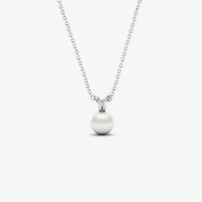 Pearl Solitaire Pendant Necklace in 14K Solid Gold