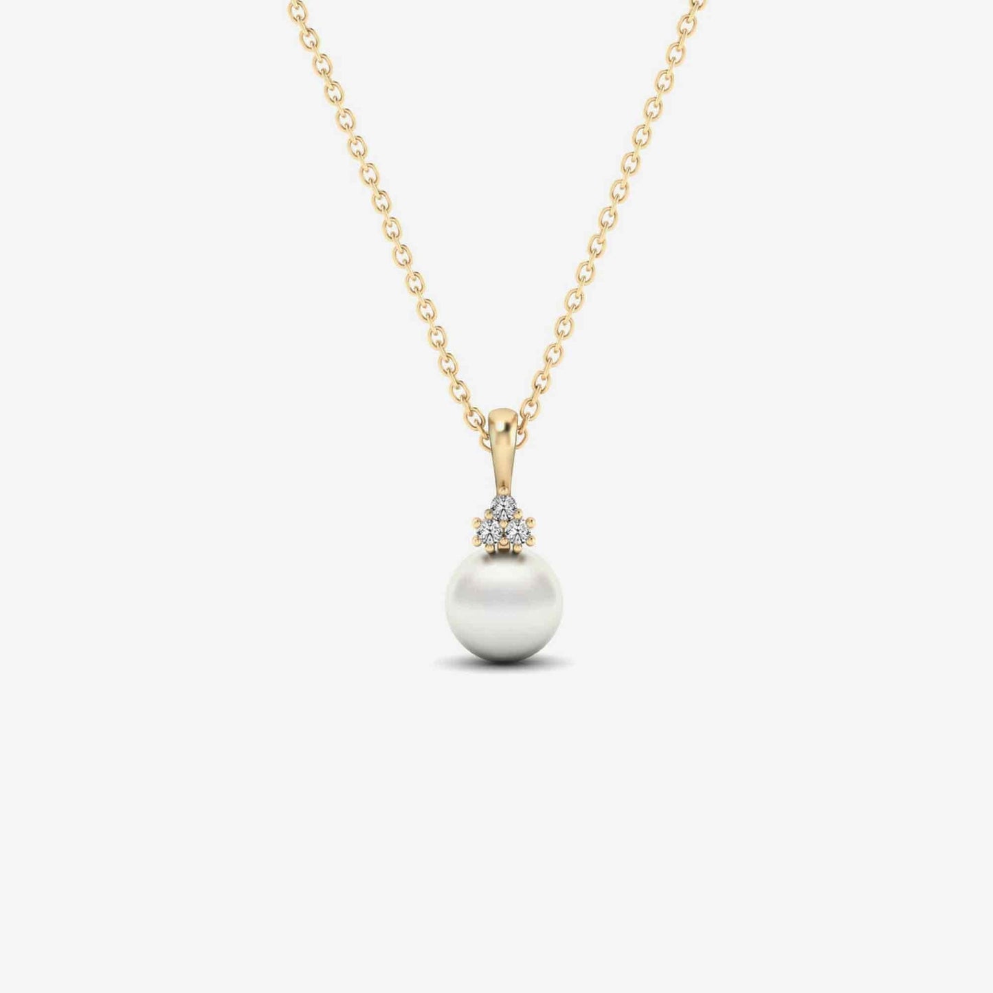 Diamond and Freshwater Cultered Pearl Necklace in 14K White Gold (1/16 ct. tw. diamond and 8 mm pearl)