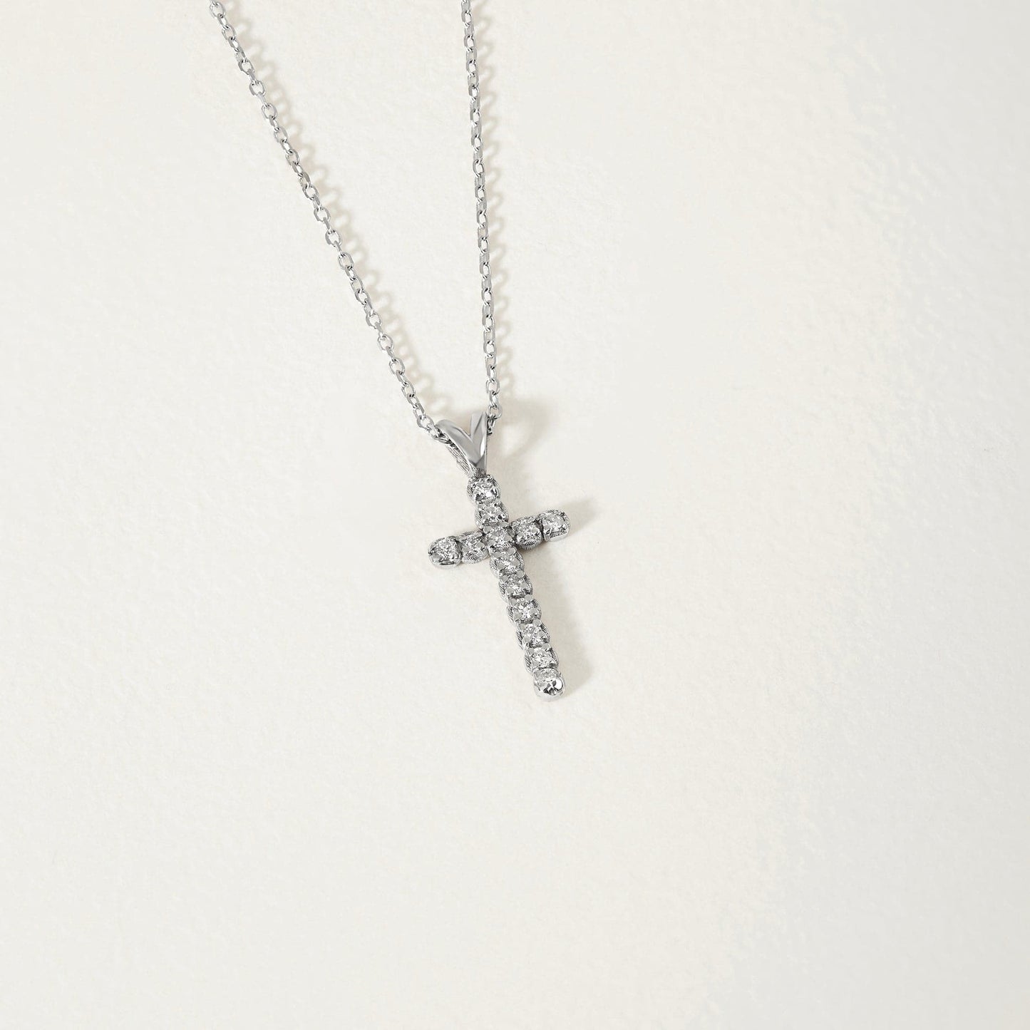 Cross Diamond Pendant Necklace in 14K Yellow Gold (0.06 ct)