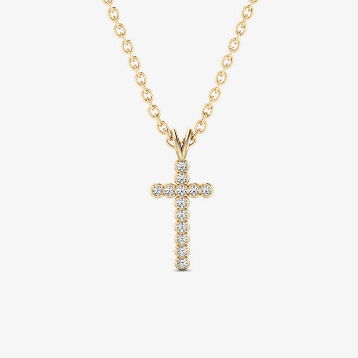 Cross Diamond Pendant Necklace in 14K Yellow Gold (0.06 ct)