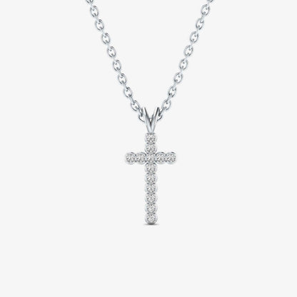 Cross Diamond Pendant Necklace in 14K Yellow Gold (0.06 ct)