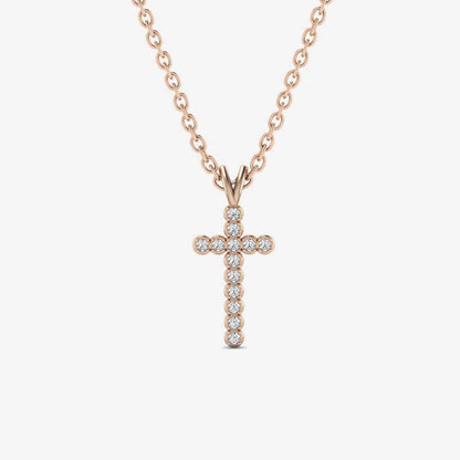 Cross Diamond Pendant Necklace in 14K Yellow Gold (0.06 ct)