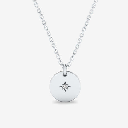 Diamond Accent North Star Coin Pendant Necklace