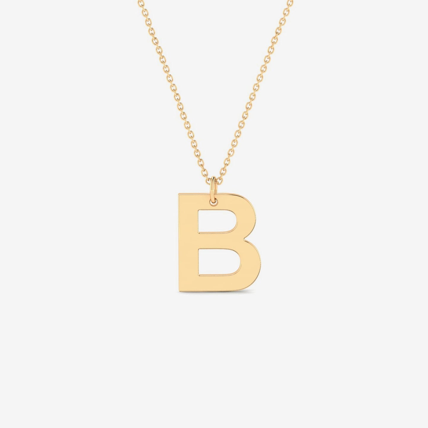 Personalized Classic Script Letter Necklace in 14K Solid Gold