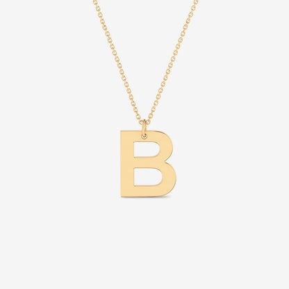 Personalized Classic Script Letter Necklace in 14K Solid Gold