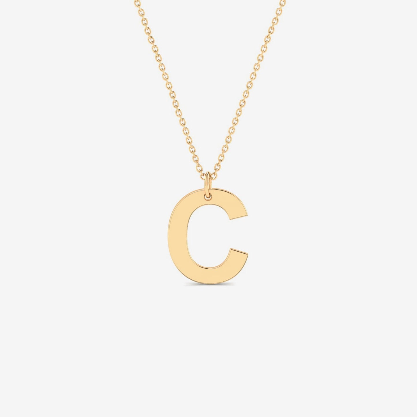 Collier de lettre classique en script personnalisé en or 14 carats.