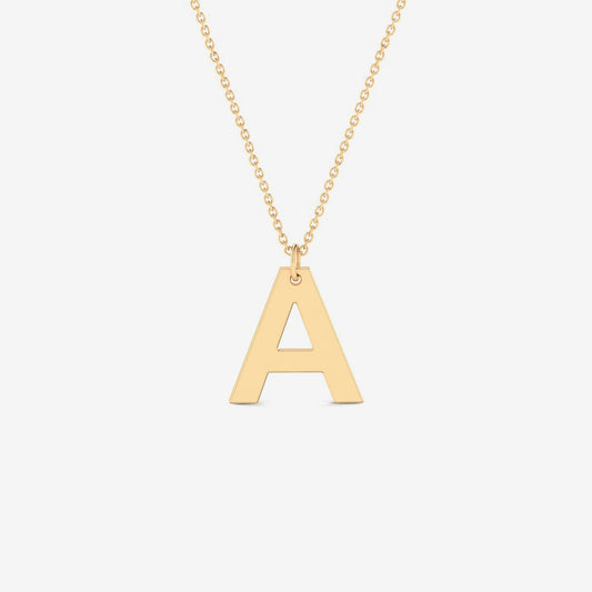 Personalized Classic Script Letter Necklace in 14K Solid Gold