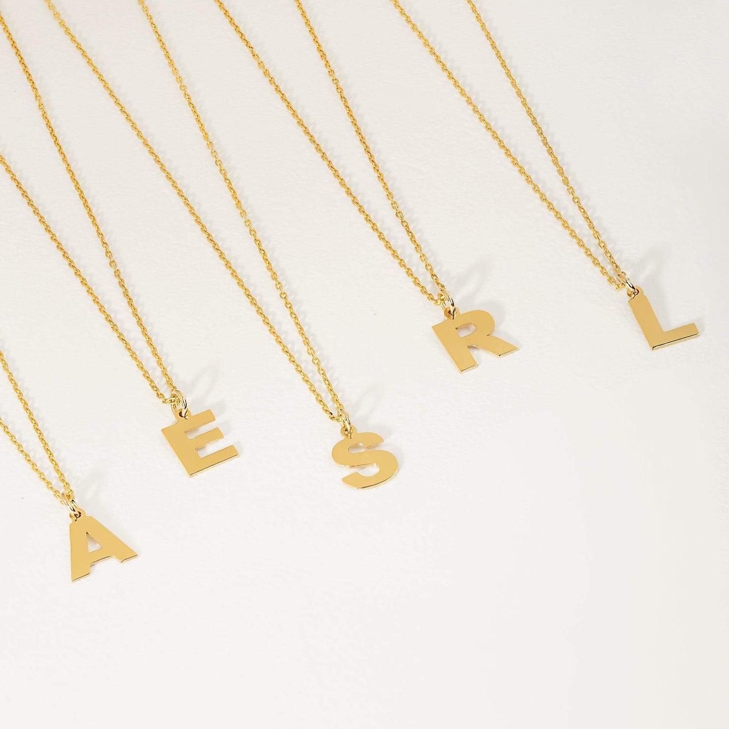 Personalized Classic Script Letter Necklace in 14K Solid Gold