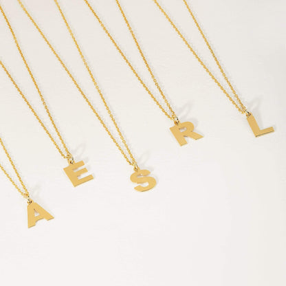 Personalized Classic Script Letter Necklace in 14K Solid Gold