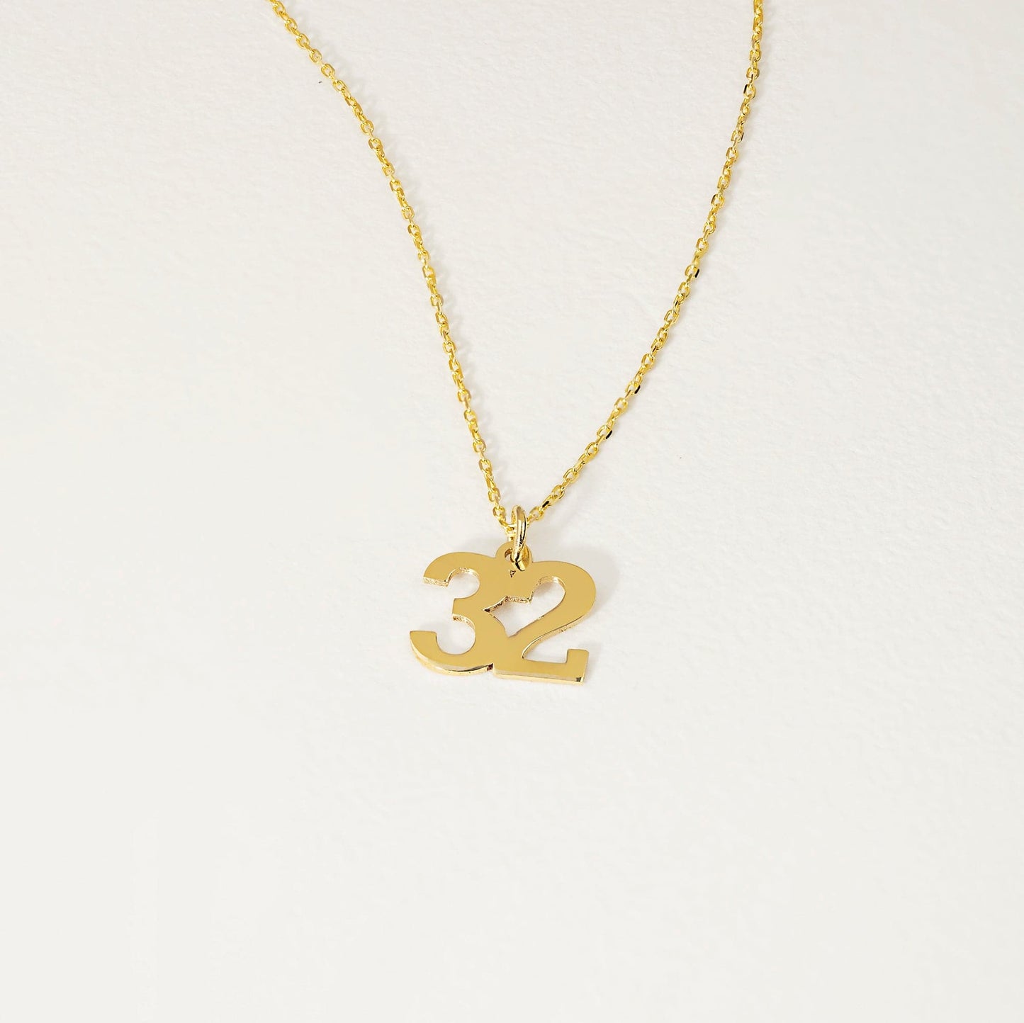 Custom Number Necklace in 14K Solid Gold