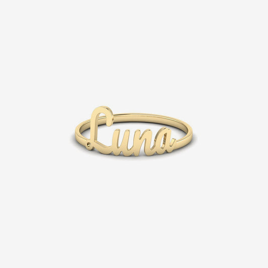 Personalized Name Plate Ring in 14K Solid Gold