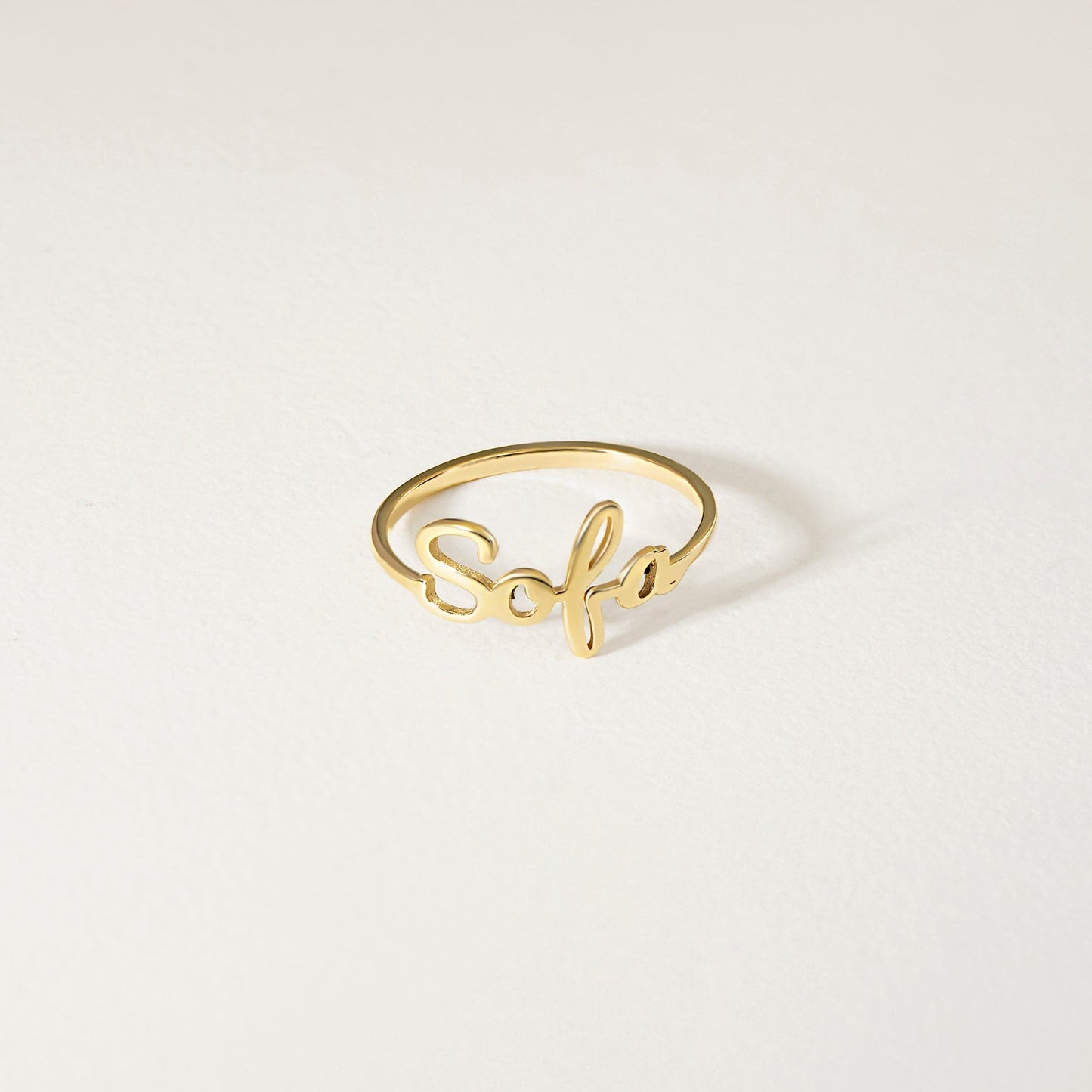 Personalized Name Plate Ring in 14K Solid Gold