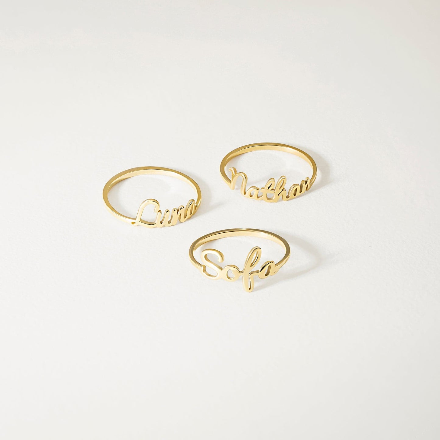 Personalized Name Plate Ring in 14K Solid Gold