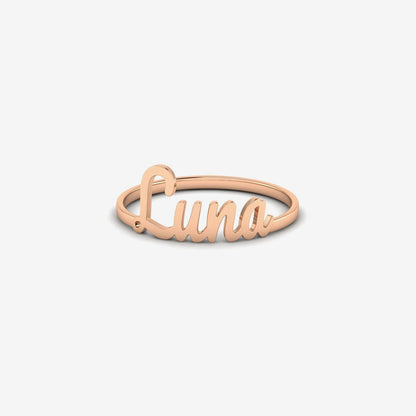 Personalized Name Plate Ring in 14K Solid Gold