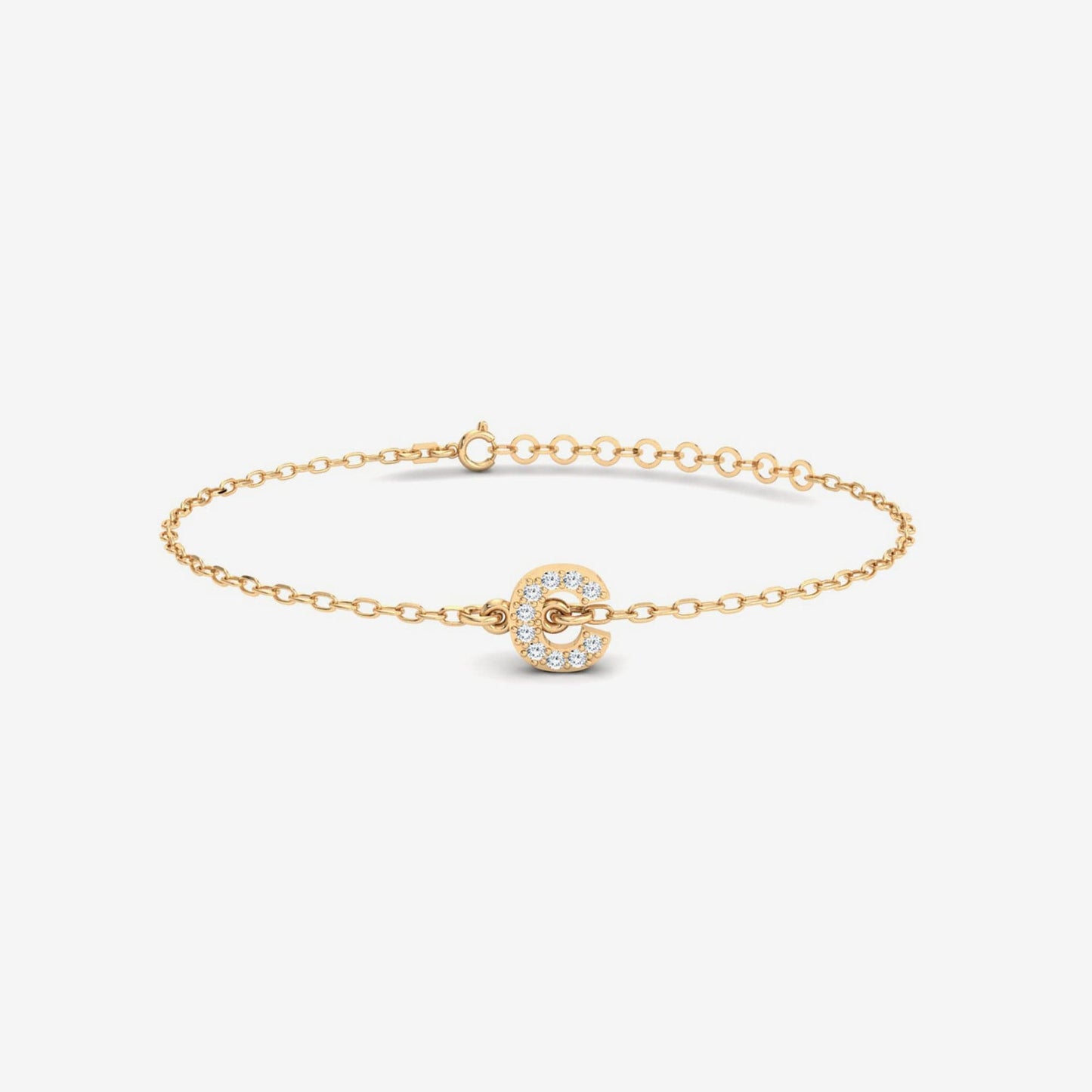 Custom Diamond Initial Bracelet in 14K Solid Gold