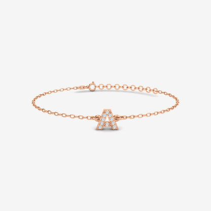 Custom Diamond Initial Bracelet in 14K Solid Gold