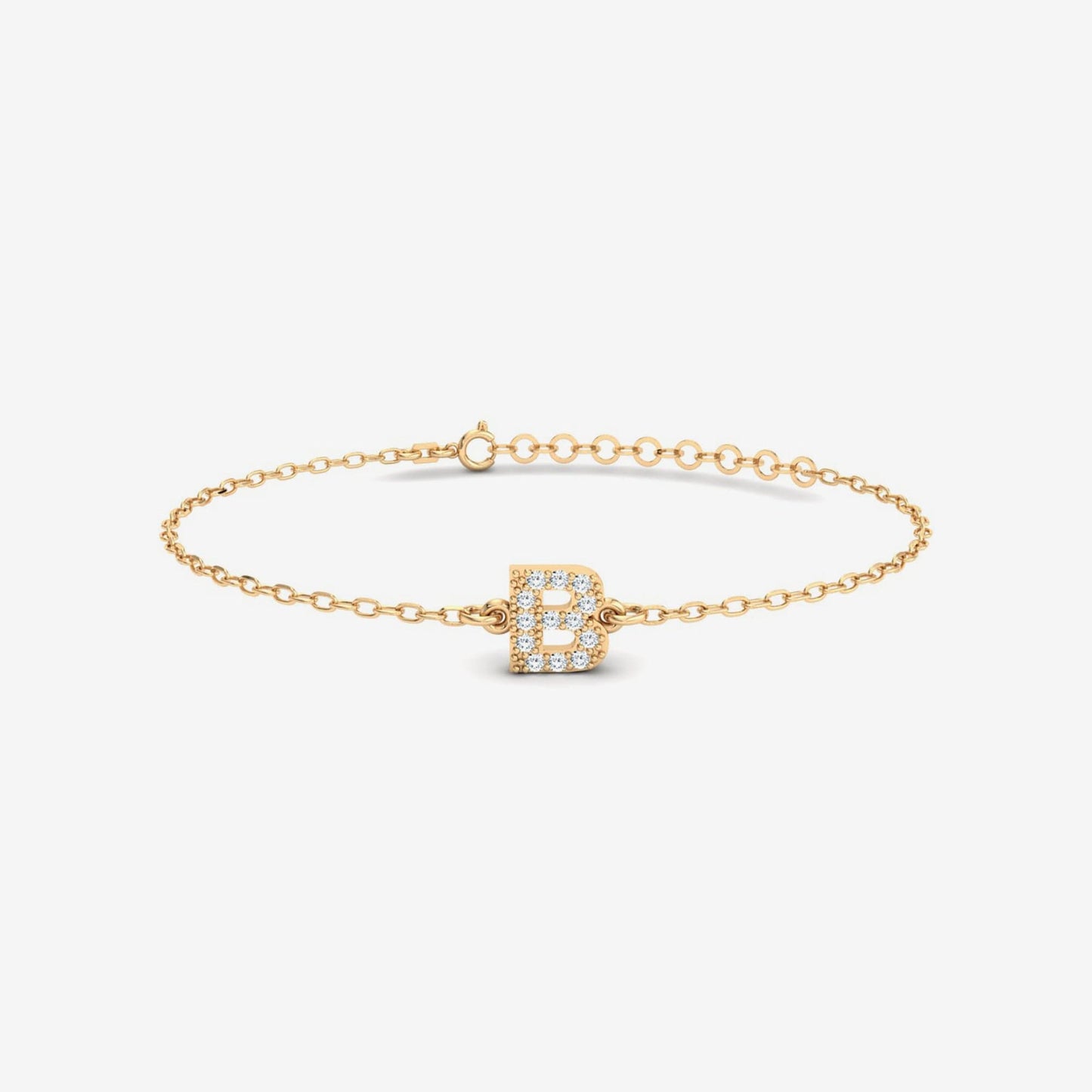 Custom Diamond Initial Bracelet in 14K Solid Gold