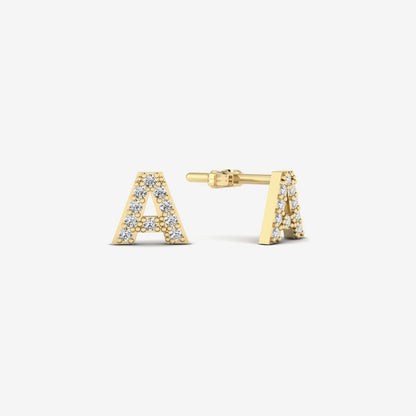 Personalized Diamond Initial Stud Earrings