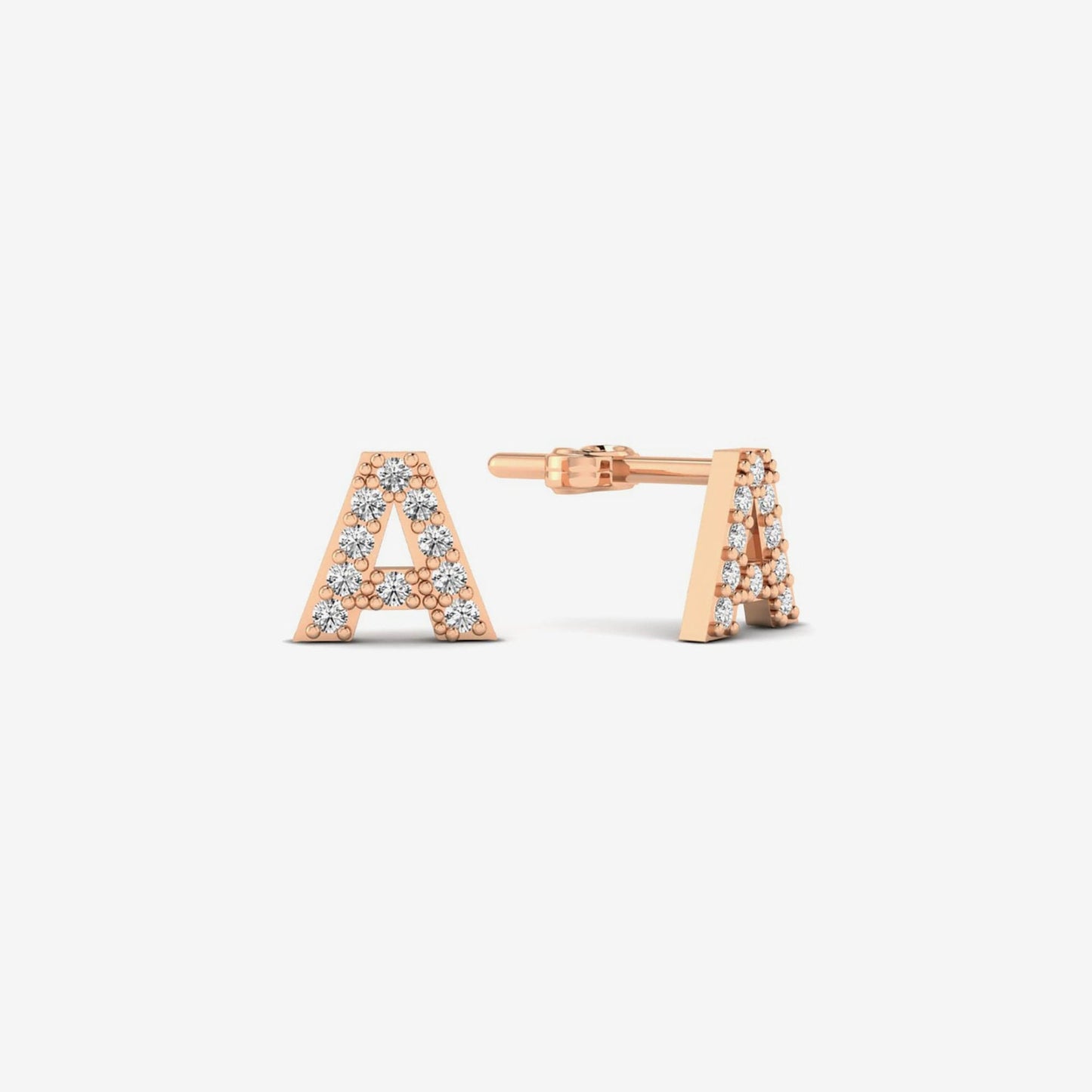 Personalized Diamond Initial Stud Earrings