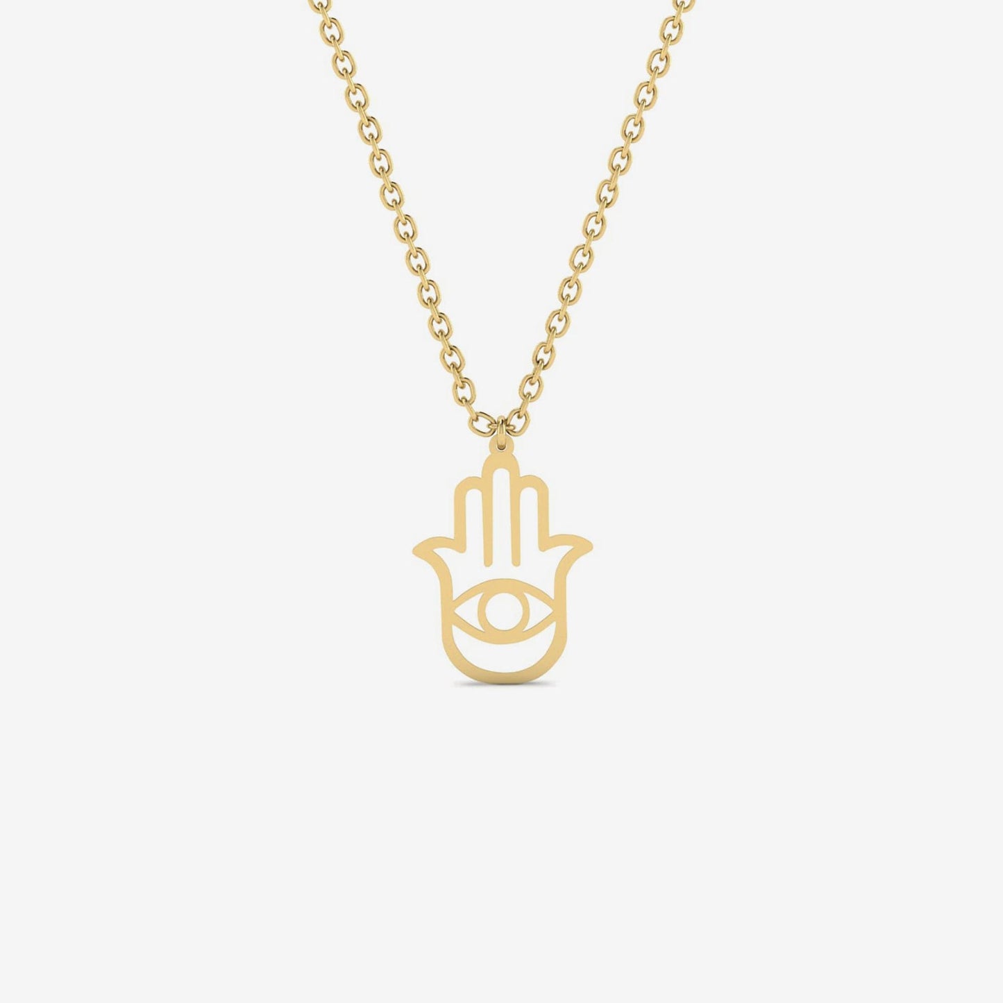 Hamsa Hand Evil Eye Necklace in 14K Solid Gold