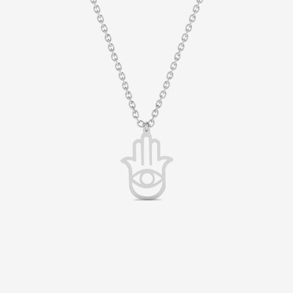 Hamsa Hand Evil Eye Necklace in 14K Solid Gold