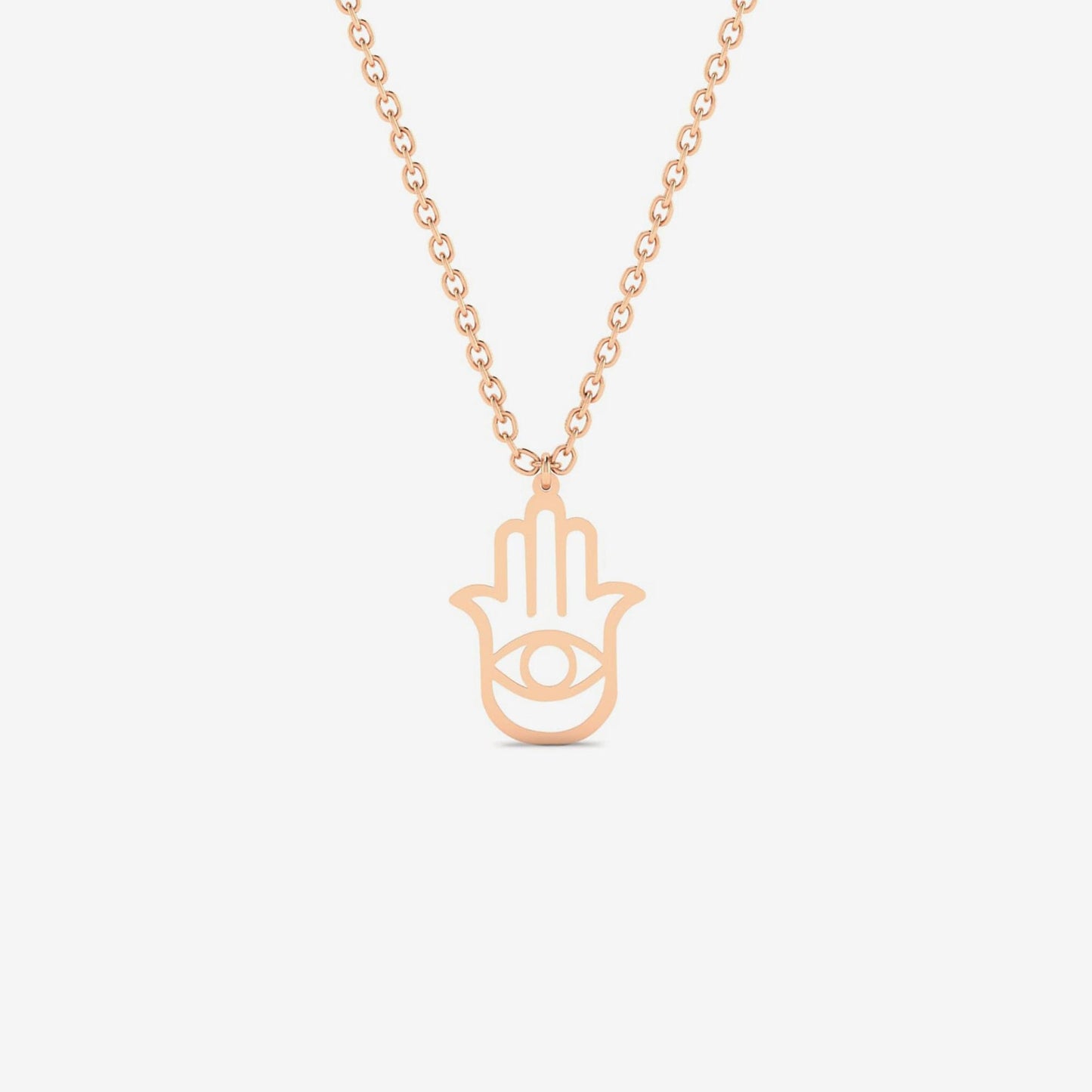 Hamsa Hand Evil Eye Necklace in 14K Solid Gold