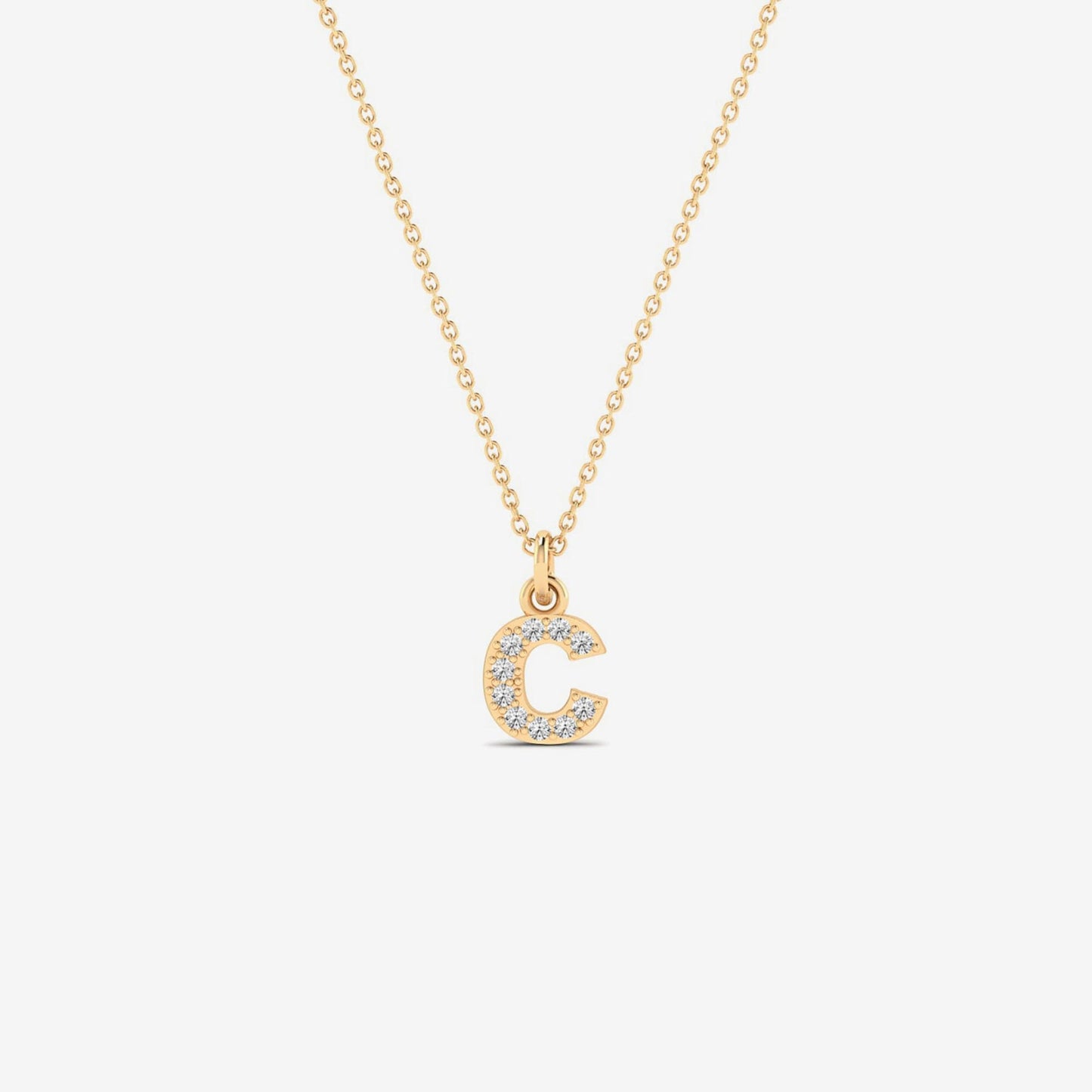 Custom Diamond Pave Initial Necklace in 14K Solid Gold