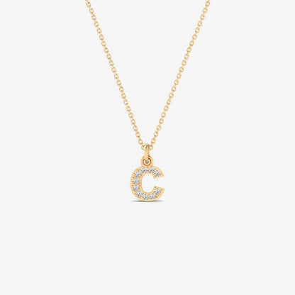 Custom Diamond Pave Initial Necklace in 14K Solid Gold