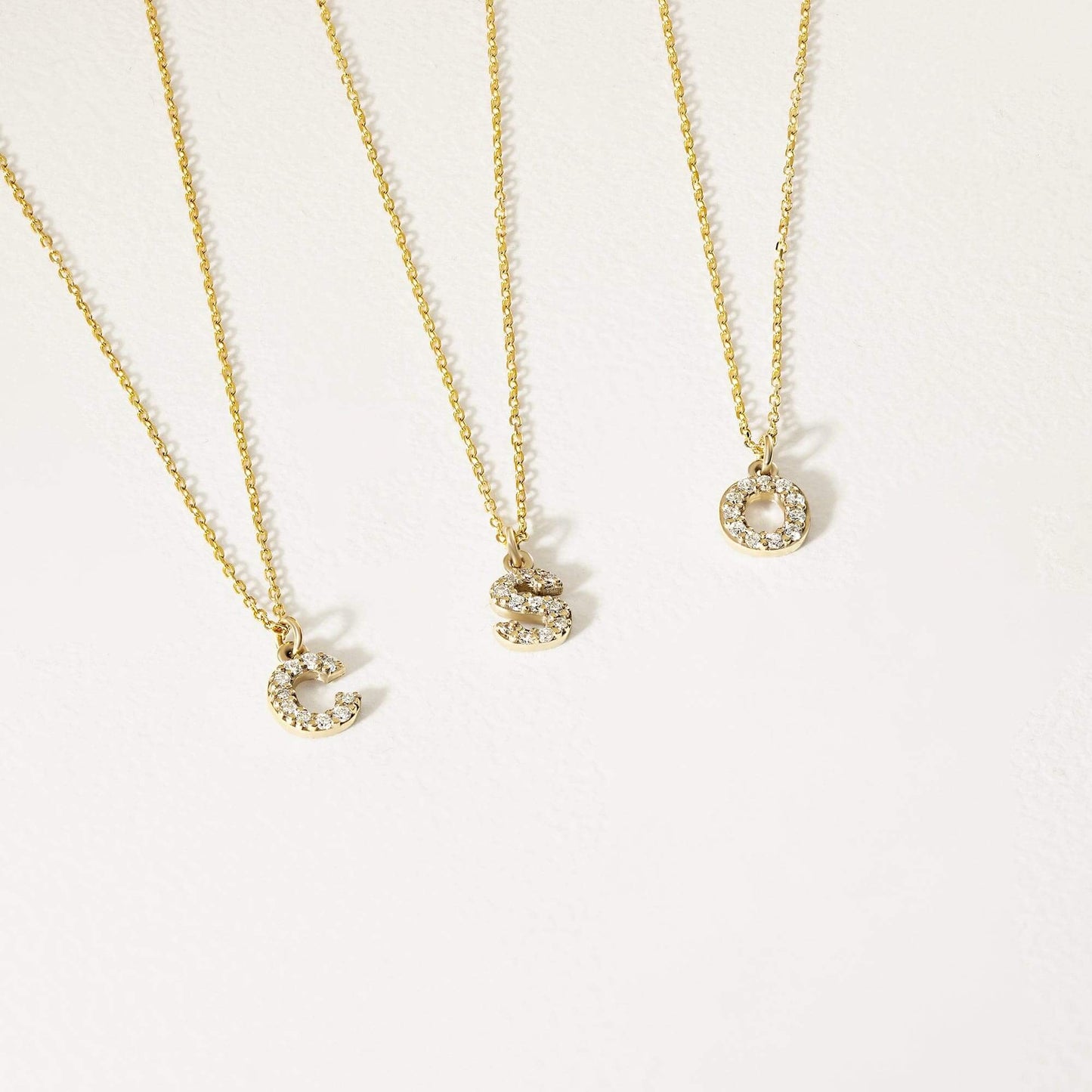 Custom Diamond Pave Initial Necklace in 14K Solid Gold