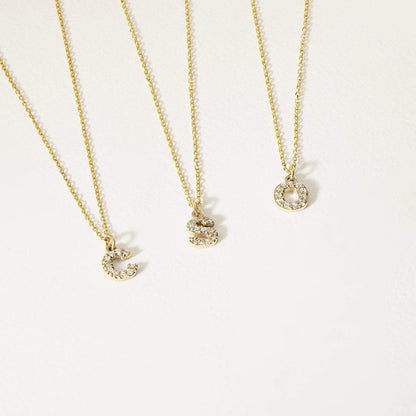 Custom Diamond Pave Initial Necklace in 14K Solid Gold