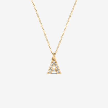 Custom Diamond Pave Initial Necklace in 14K Solid Gold