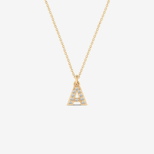 Custom Diamond Pave Initial Necklace in 14K Solid Gold