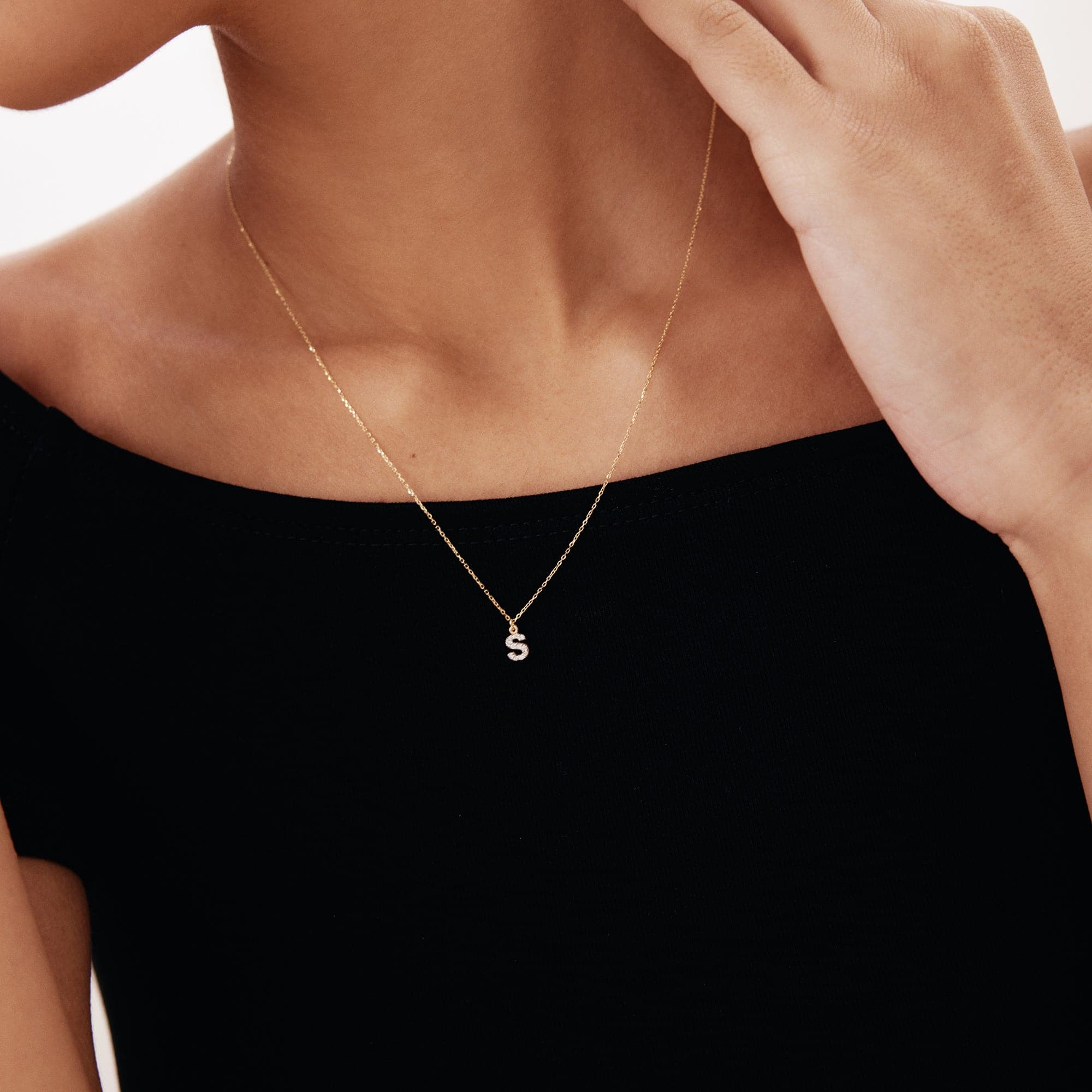 Custom Diamond Pave Initial Necklace