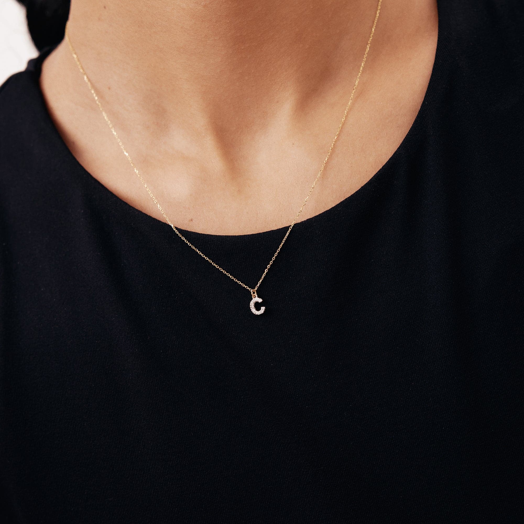 Custom Diamond Pave Initial Necklace