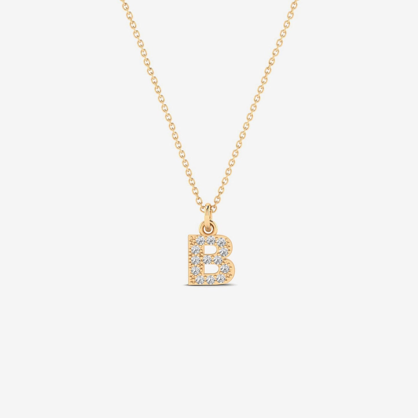 Custom Diamond Pave Initial Necklace in 14K Solid Gold