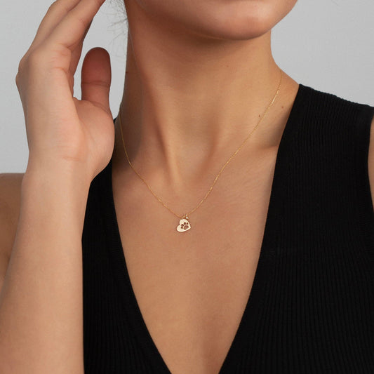 Diamond Paw Heart Necklace
