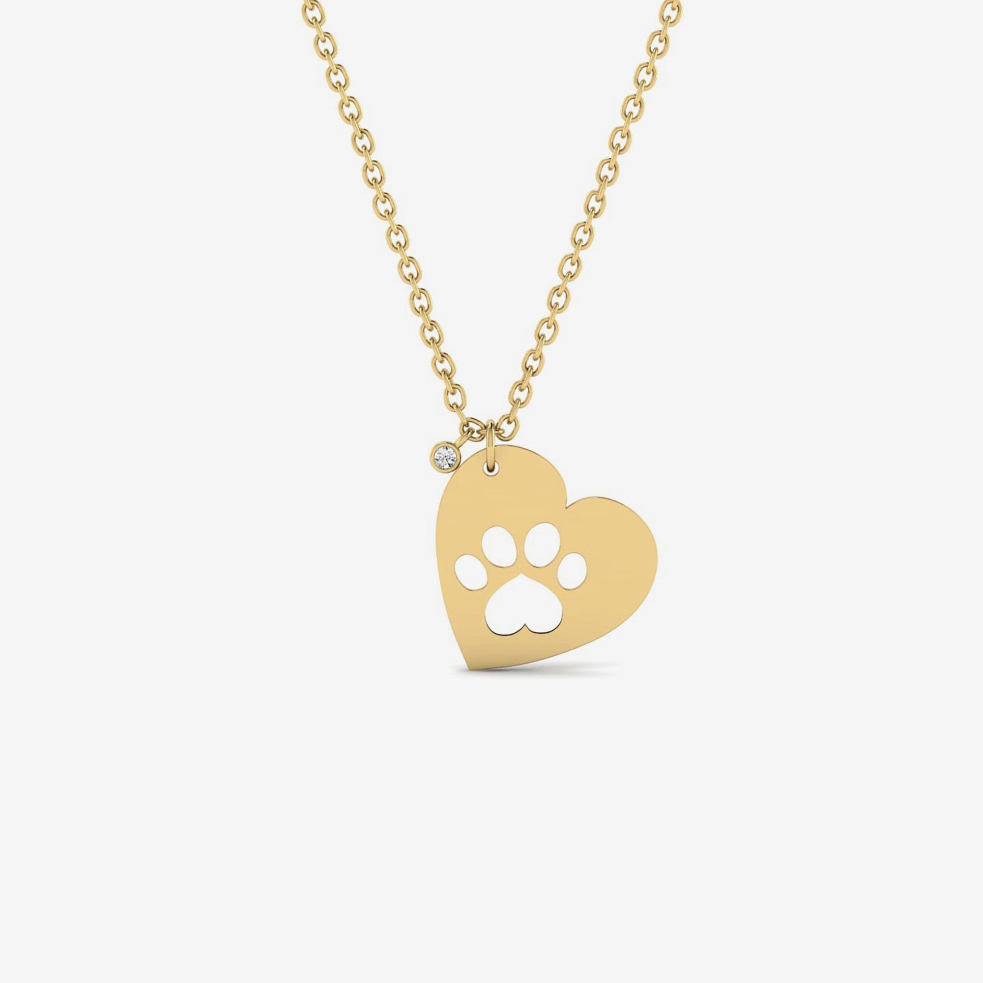 Diamond Paw Heart Necklace