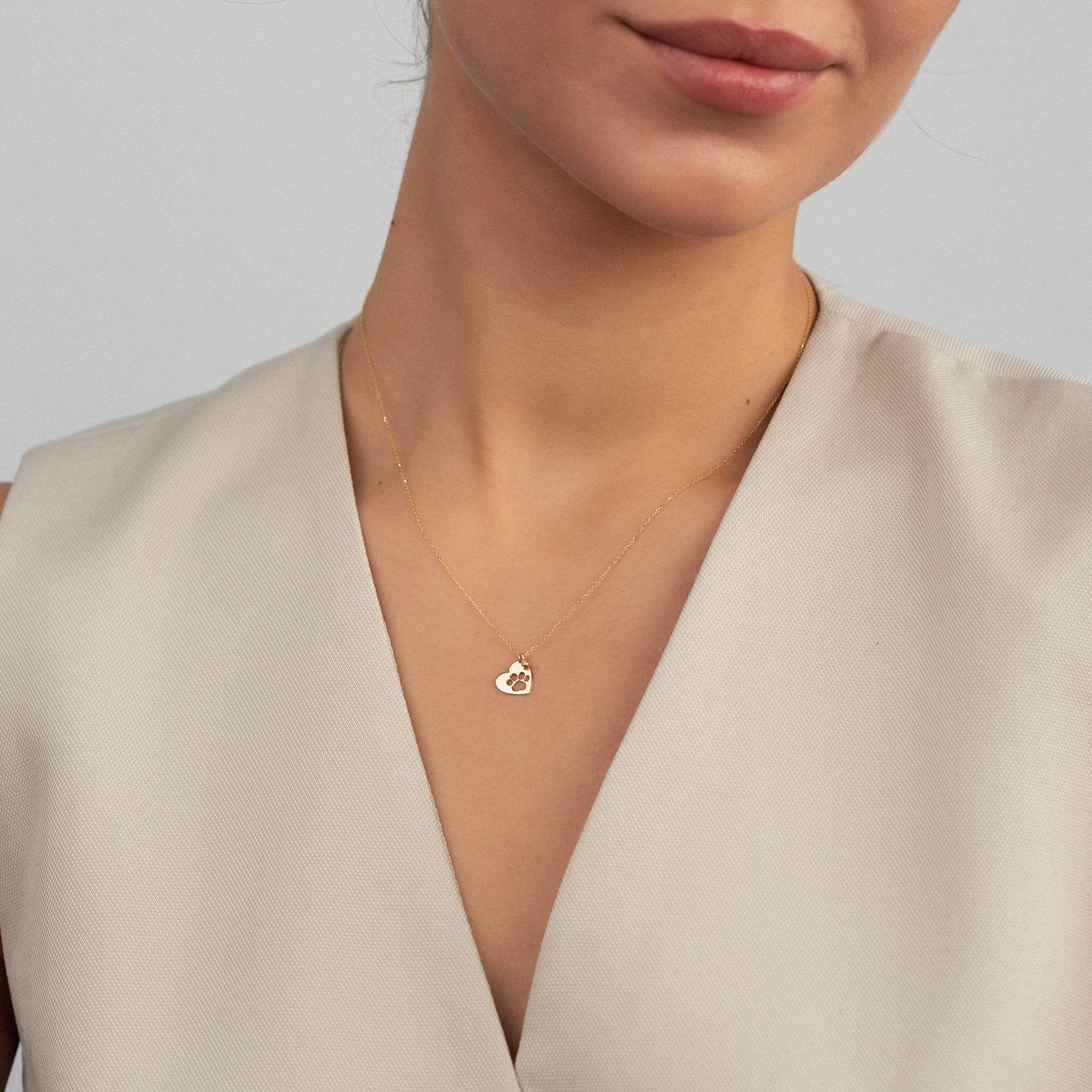 Diamond Paw Heart Necklace