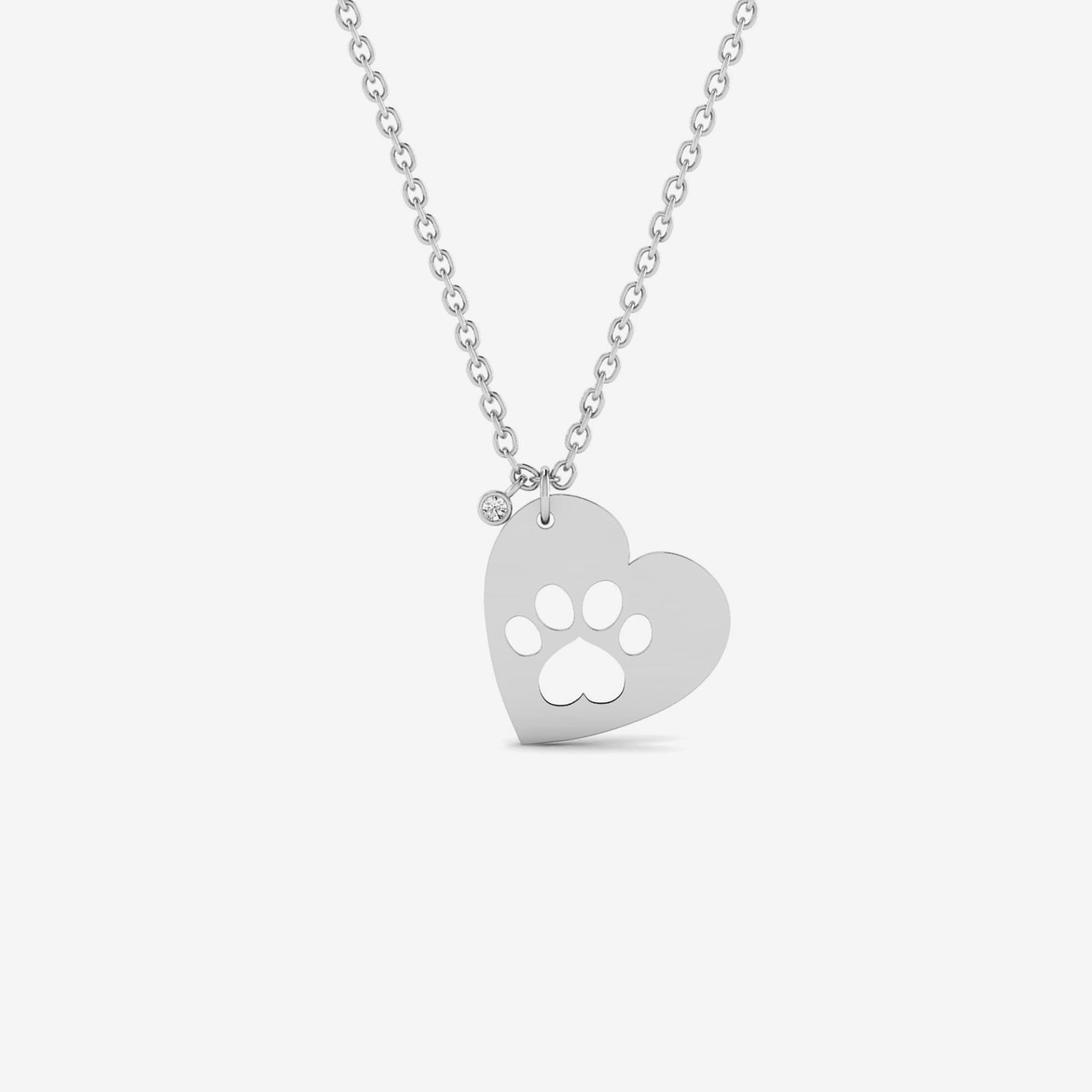 Diamond Paw Heart Necklace