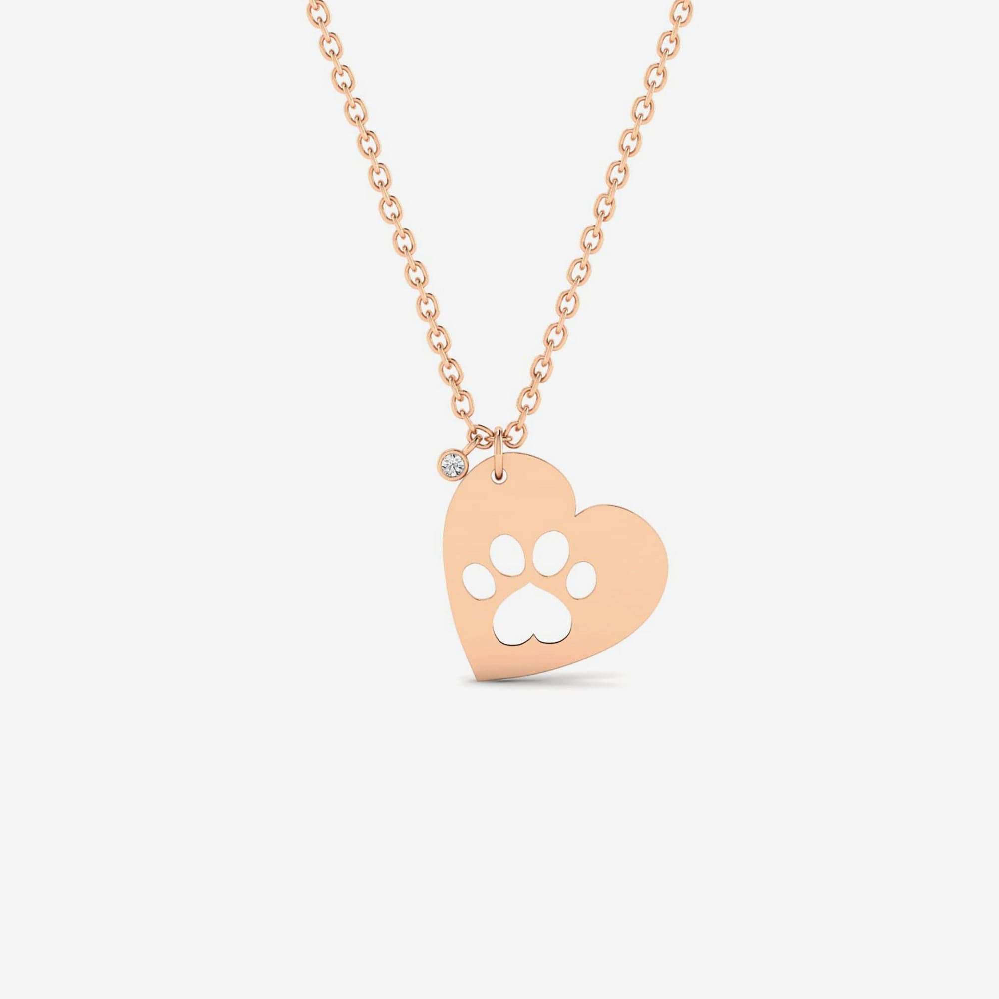 Diamond Paw Heart Necklace