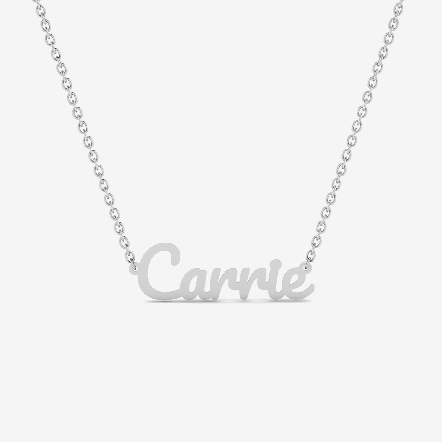 Collier personnalisé avec le nom en police Carrie, en or 14 carats