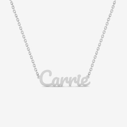 Collier personnalisé avec le nom en police Carrie, en or 14 carats