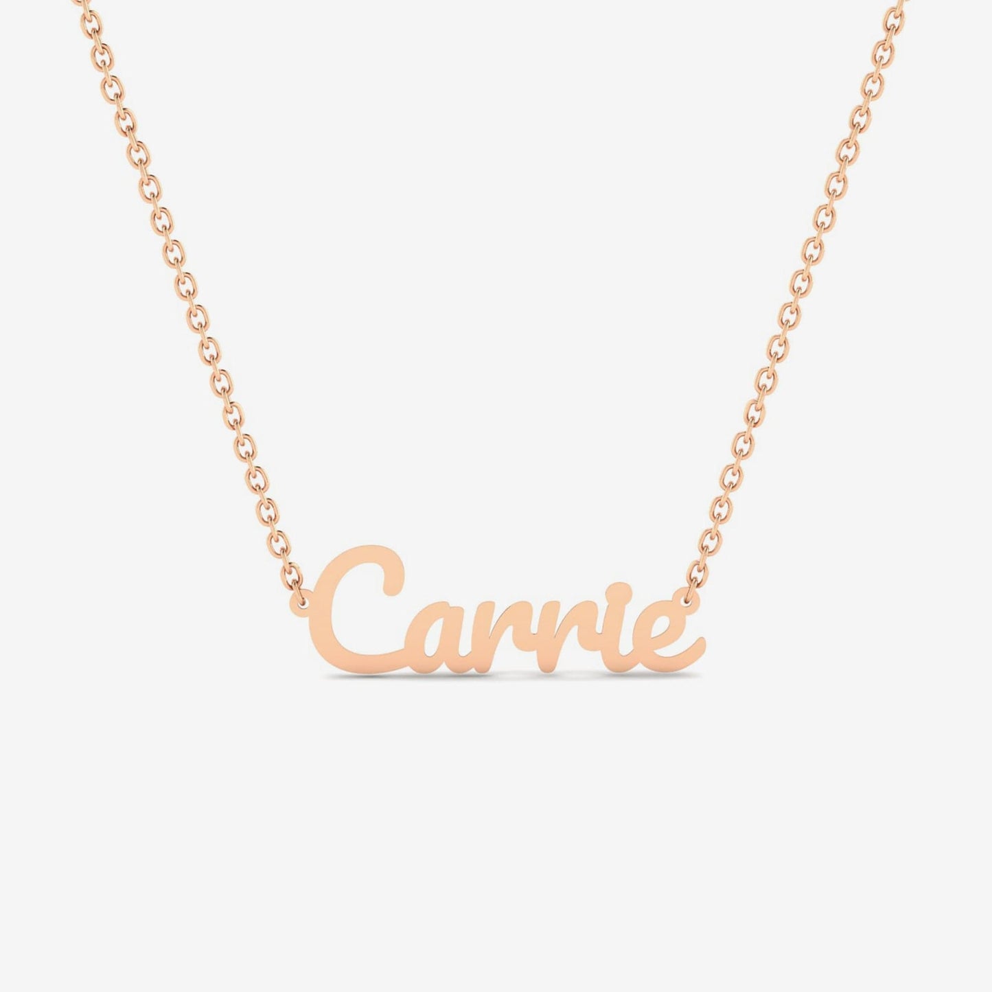 Custom Carrie Font Name Necklace in 14K Solid Gold