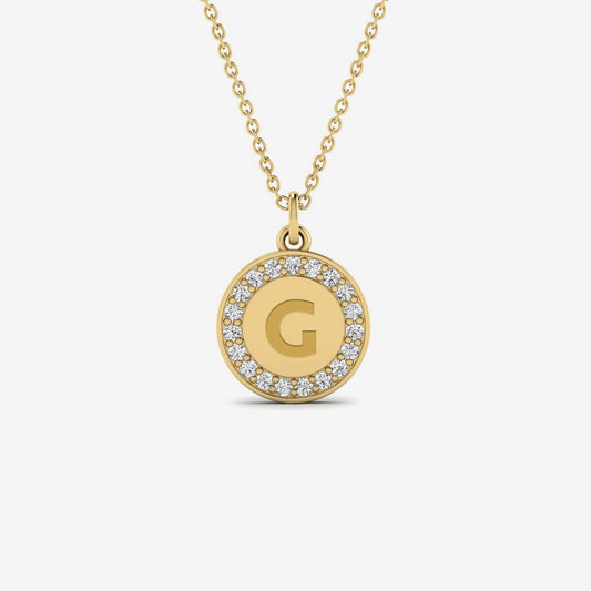 Diamond Engravable Disc Necklace